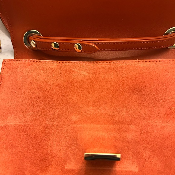Jimmy Choo Burnt Orange Suede Rebel Crossbody Top Handle Box Bag Quiet Luxury - Picture 12 of 16